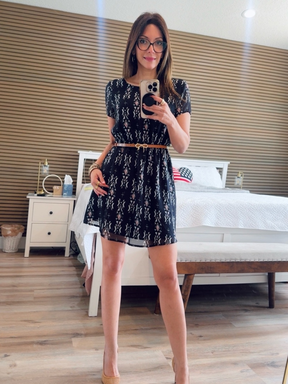 Forever 21 Navy Blue Printed Mini Dress